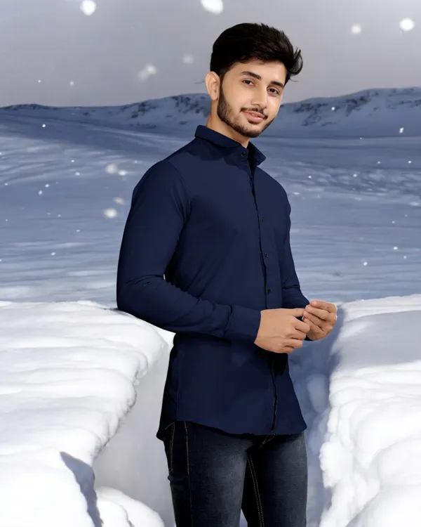 Dark_Blue_Cotton_Blend_Full_Sleeve_Solid_Shirt_For_Men