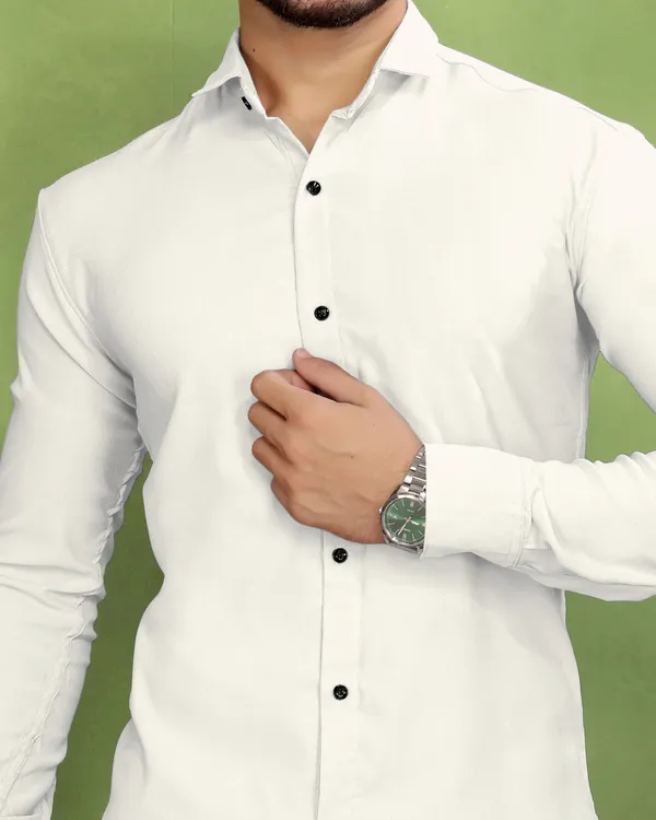 White_Cotton_Blend_Full_Sleeve_Solid_Shirt_For_Men