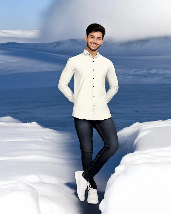 White_Cotton_Blend_Full_Sleeve_Solid_Shirt_For_Men