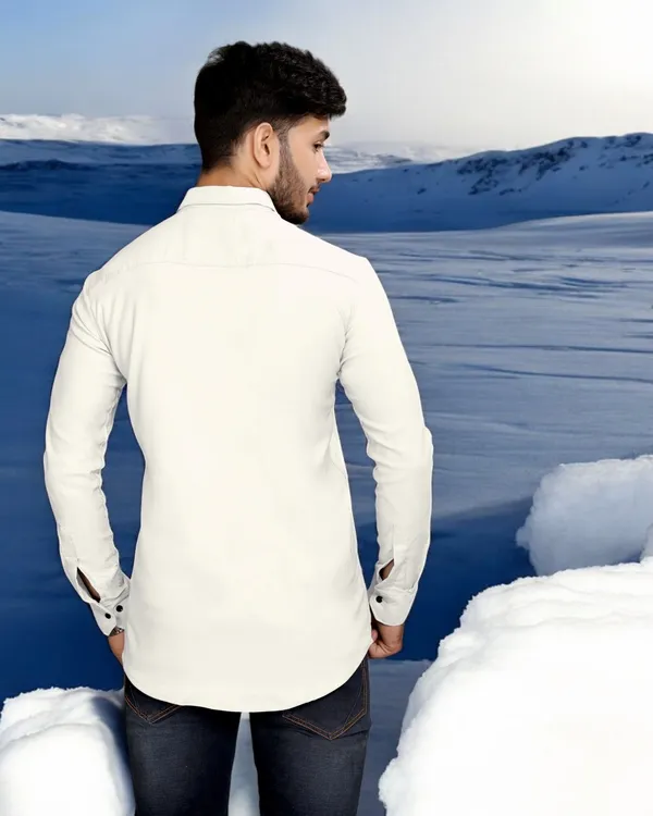 White_Cotton_Blend_Full_Sleeve_Solid_Shirt_For_Men