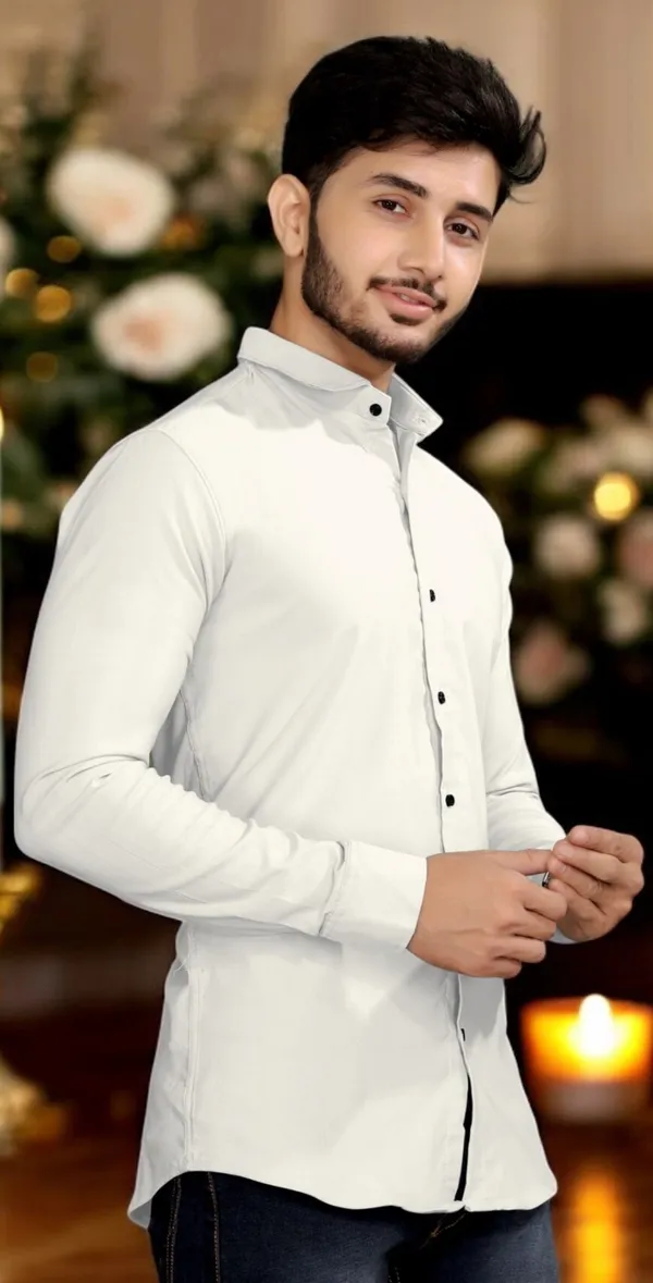 White_Cotton_Blend_Full_Sleeve_Solid_Shirt_For_Men