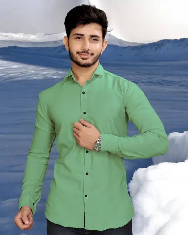 Light_Green_Cotton_Blend_Full_Sleeve_Solid_Shirt_For_Men
