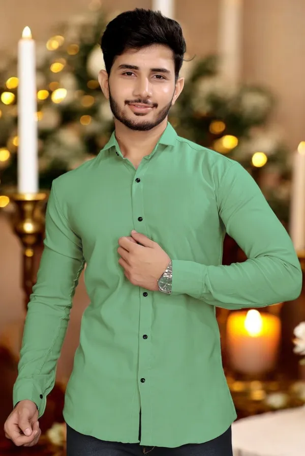 Light_Green_Cotton_Blend_Full_Sleeve_Solid_Shirt_For_Men
