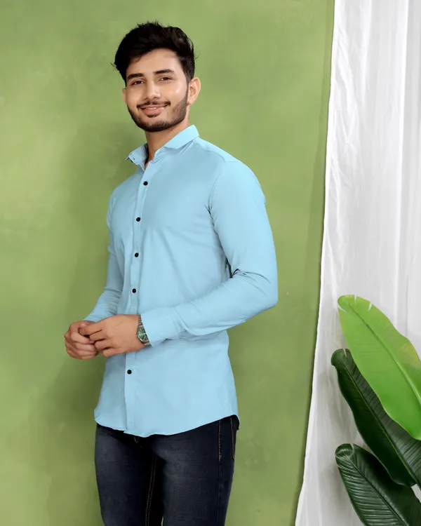 Light_Blue_Cotton_Blend_Full_Sleeve_Solid_Shirt_For_Men