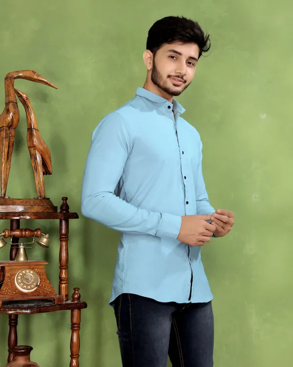 Light_Blue_Cotton_Blend_Full_Sleeve_Solid_Shirt_For_Men