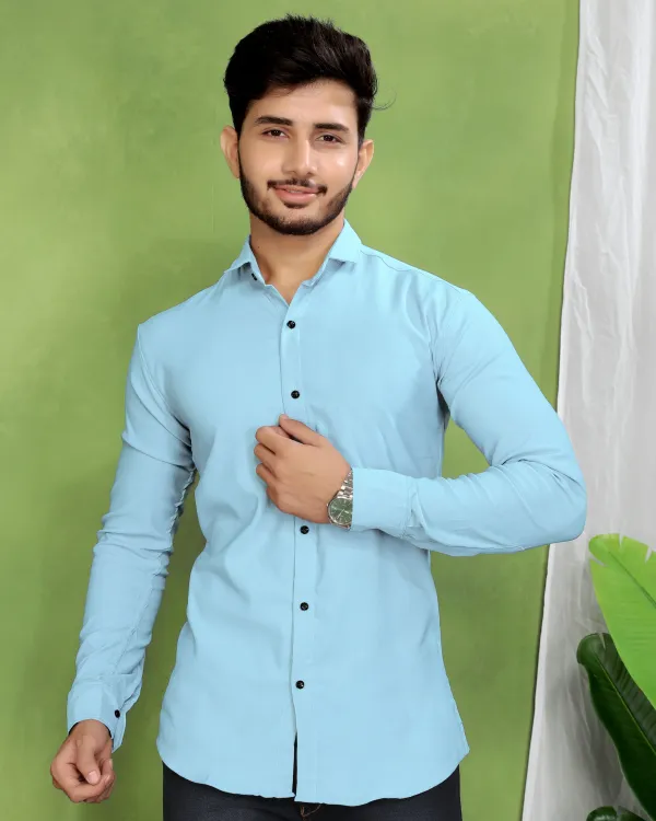 Light_Blue_Cotton_Blend_Full_Sleeve_Solid_Shirt_For_Men