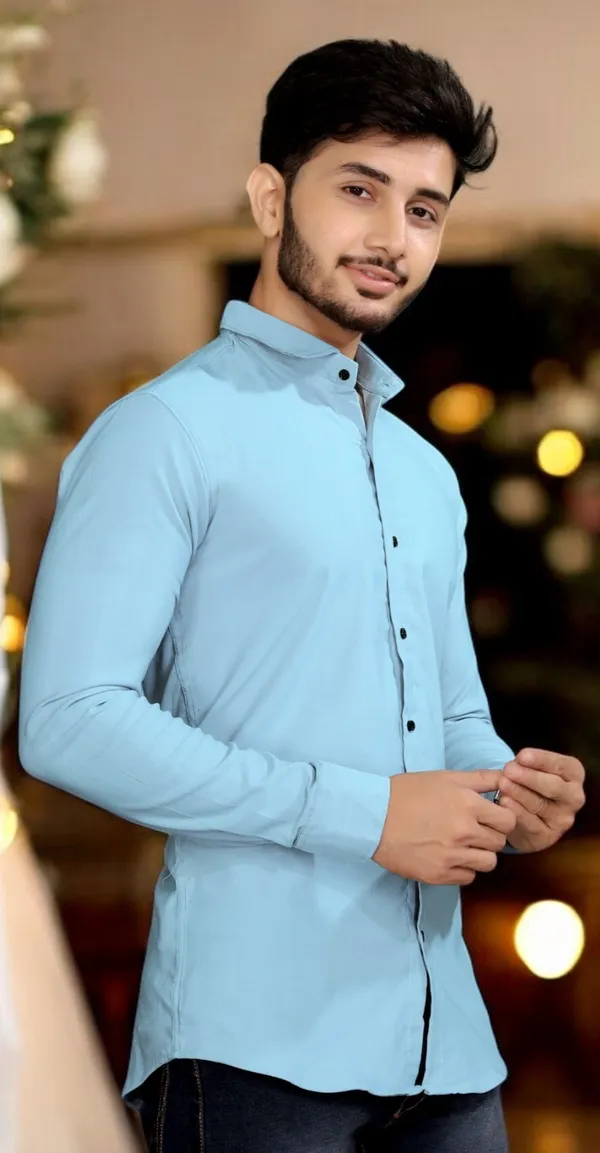 Light_Blue_Cotton_Blend_Full_Sleeve_Solid_Shirt_For_Men