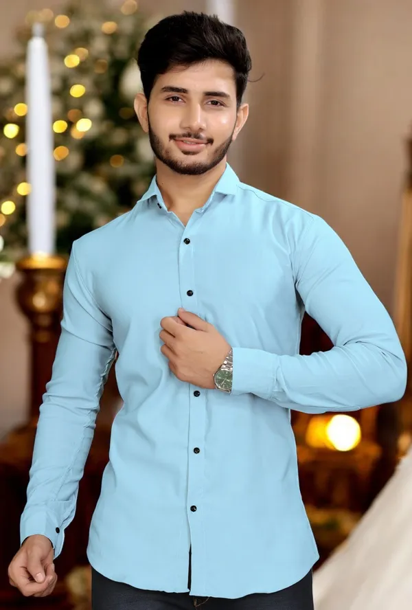 Light_Blue_Cotton_Blend_Full_Sleeve_Solid_Shirt_For_Men