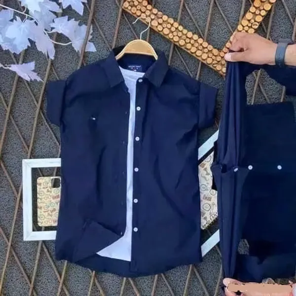 Dark_Blue_Cotton_Blend_Full_Sleeve_Solid_Shirt_For_Men