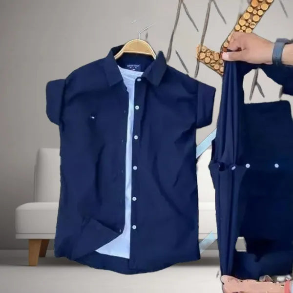 Dark_Blue_Cotton_Blend_Full_Sleeve_Solid_Shirt_For_Men