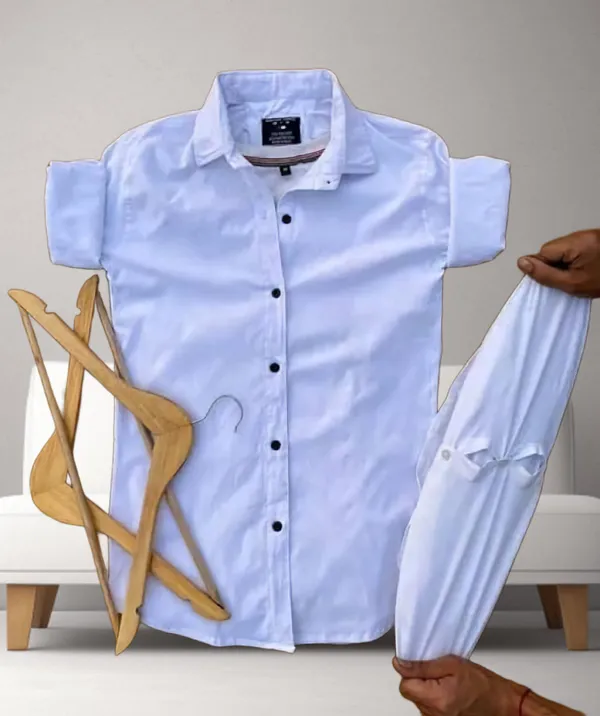White_Cotton_Blend_Full_Sleeve_Solid_Shirt_For_Men