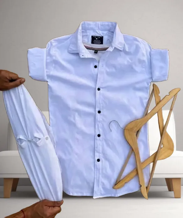 White_Cotton_Blend_Full_Sleeve_Solid_Shirt_For_Men
