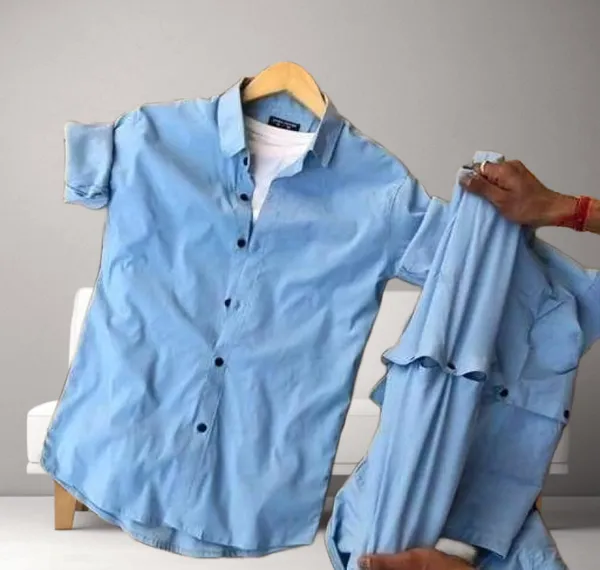 Light_Blue_Cotton_Blend_Full_Sleeve_Solid_Shirt_For_Men