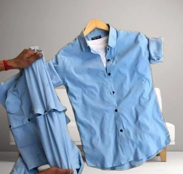 Light_Blue_Cotton_Blend_Full_Sleeve_Solid_Shirt_For_Men
