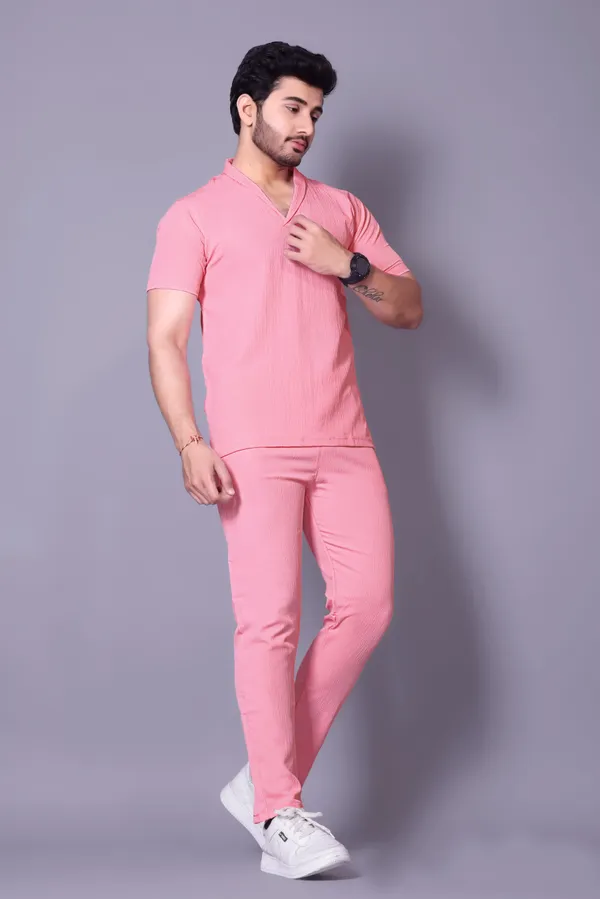 Pink_Polycotton_Self_Design_Night_Suit_Set_For_Men