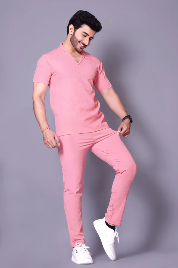 Pink_Polycotton_Self_Design_Night_Suit_Set_For_Men