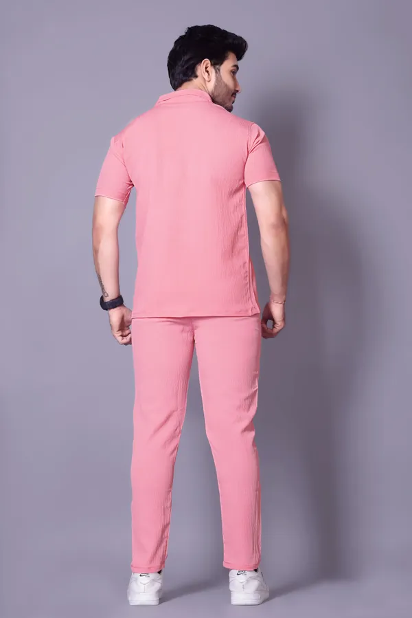 Pink_Polycotton_Self_Design_Night_Suit_Set_For_Men