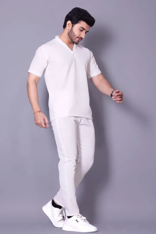 White_Polycotton_Self_Design_Night_Suit_Set_For_Men