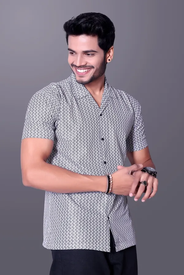 Multicolor_Polycotton_Half_Sleeve_Self_Design_Shirt_For_Men