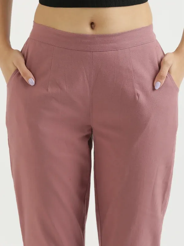 Pink_Pure_Linen_Solid_Casual_Trousers_For_Women
