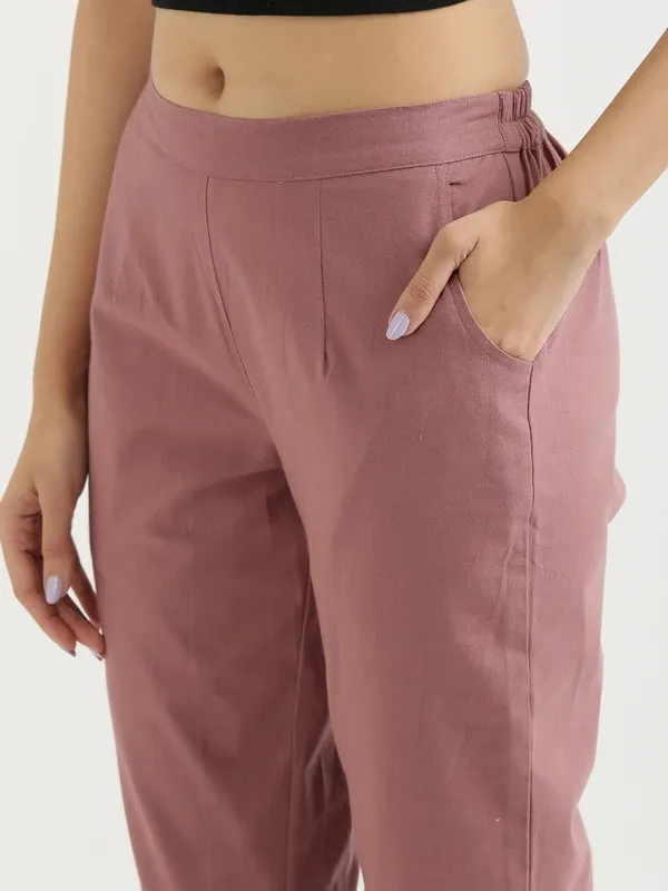 Pink_Pure_Linen_Solid_Casual_Trousers_For_Women