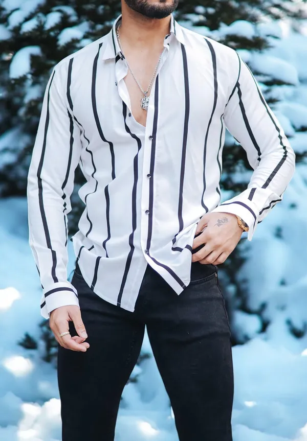 White_Lycra_Blend_Full_Sleeve_Printed_Shirt_For_Men
