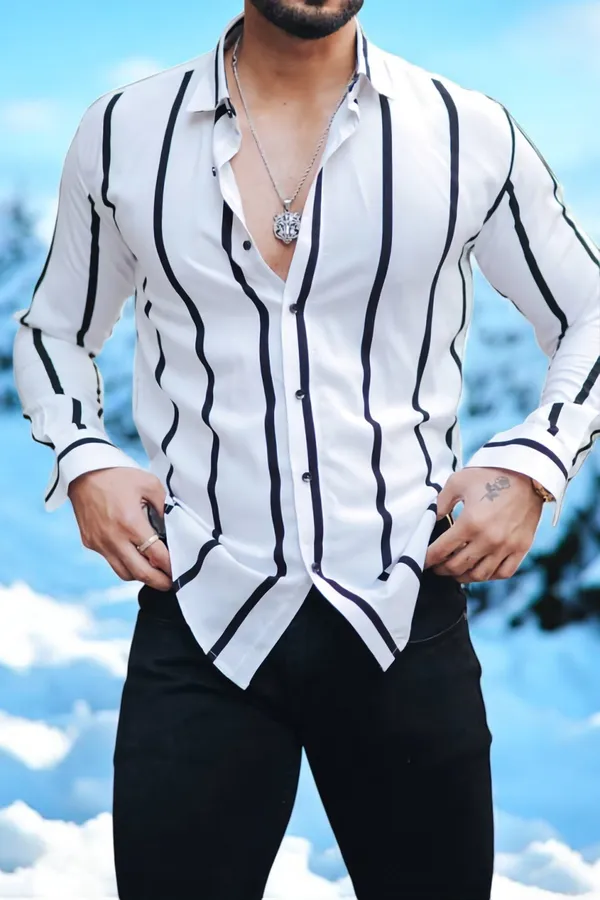 White_Lycra_Blend_Full_Sleeve_Printed_Shirt_For_Men