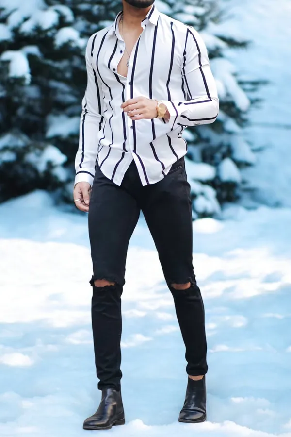 White_Lycra_Blend_Full_Sleeve_Printed_Shirt_For_Men