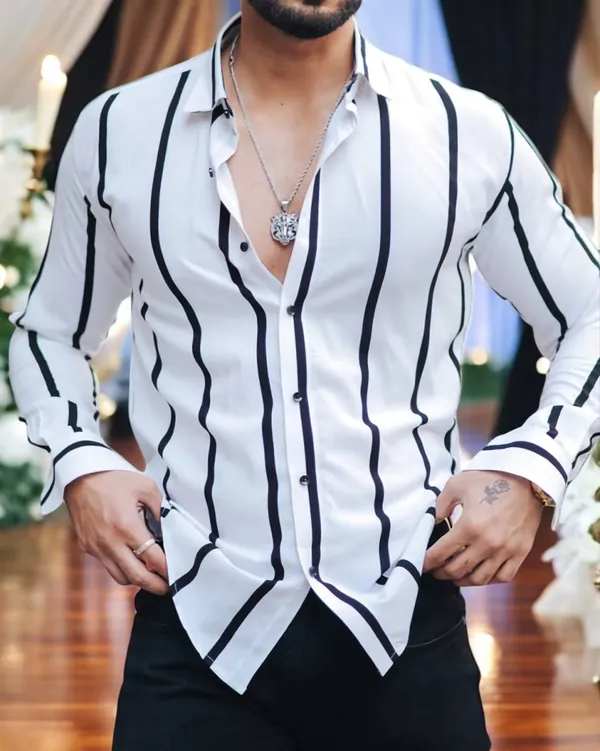 White_Lycra_Blend_Full_Sleeve_Printed_Shirt_For_Men