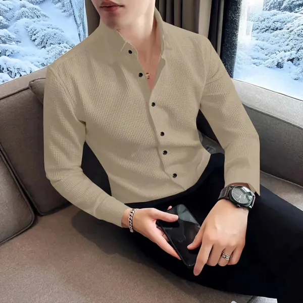 Cream_Cotton_Blend_Full_Sleeve_Self_Design_Shirt_For_Men