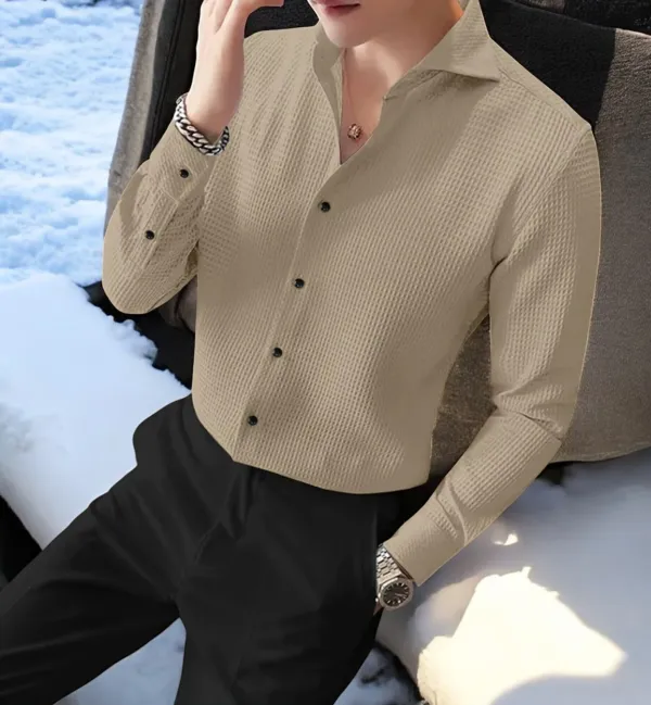 Cream_Cotton_Blend_Full_Sleeve_Self_Design_Shirt_For_Men