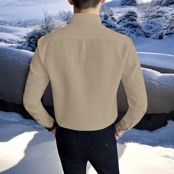 Cream_Cotton_Blend_Full_Sleeve_Self_Design_Shirt_For_Men