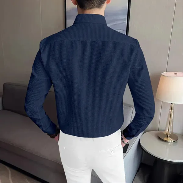 Dark_Blue_Cotton_Blend_Full_Sleeve_Self_Design_Shirt_For_Men
