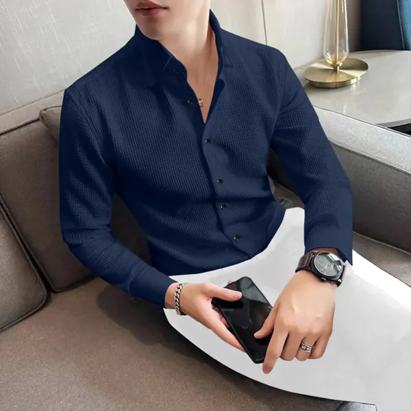 Dark_Blue_Cotton_Blend_Full_Sleeve_Self_Design_Shirt_For_Men