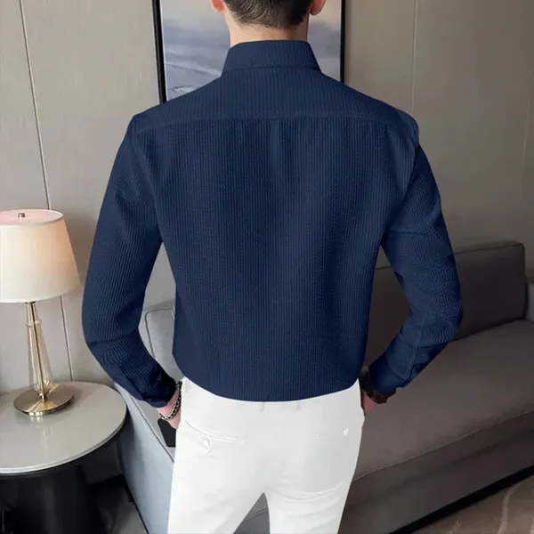 Dark_Blue_Polycotton_Full_Sleeve_Self_Design_Shirt_For_Men