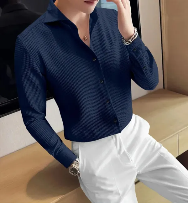 Dark_Blue_Polycotton_Full_Sleeve_Self_Design_Shirt_For_Men
