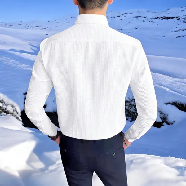White_Polycotton_Full_Sleeve_Self_Design_Shirt_For_Men