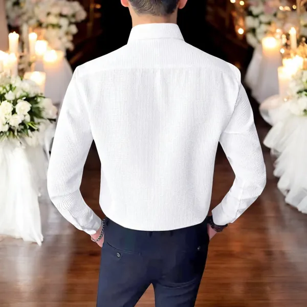 White_Cotton_Blend_Full_Sleeve_Self_Design_Shirt_For_Men