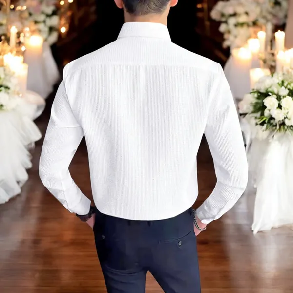 White_Cotton_Blend_Full_Sleeve_Self_Design_Shirt_For_Men