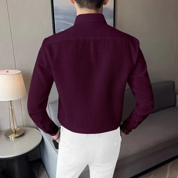 Purple_Polycotton_Full_Sleeve_Checkered_&_Self_Design_Shirt_For_Men