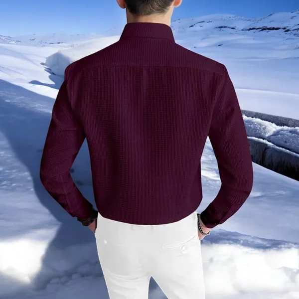 Purple_Cotton_Blend_Full_Sleeve_Self_Design_Shirt_For_Men