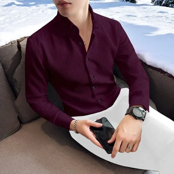 Purple_Cotton_Blend_Full_Sleeve_Self_Design_Shirt_For_Men
