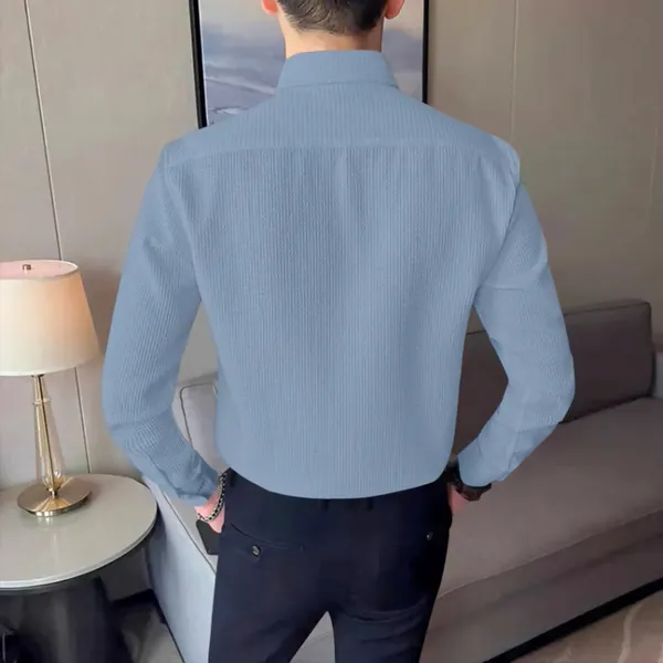Light_Blue_Polycotton_Full_Sleeve_Checkered_&_Self_Design_Shirt_For_Men