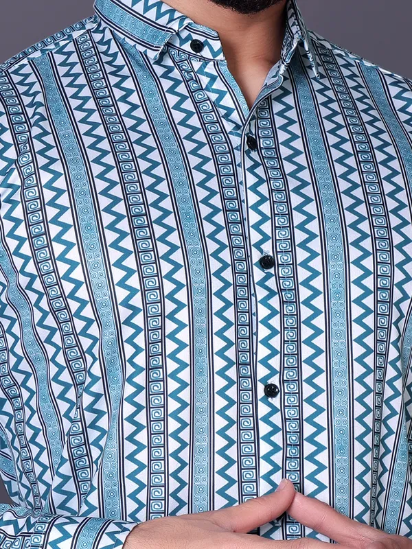 Brown_Lycra_Blend_Full_Sleeve_Printed_Shirt_For_Men
