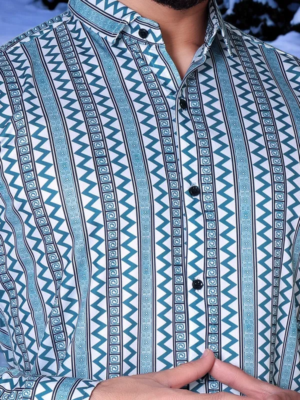 Blue_Lycra_Blend_Full_Sleeve_Printed_Shirt_For_Men
