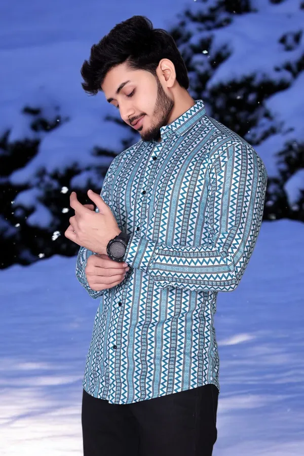 Blue_Lycra_Blend_Full_Sleeve_Printed_Shirt_For_Men