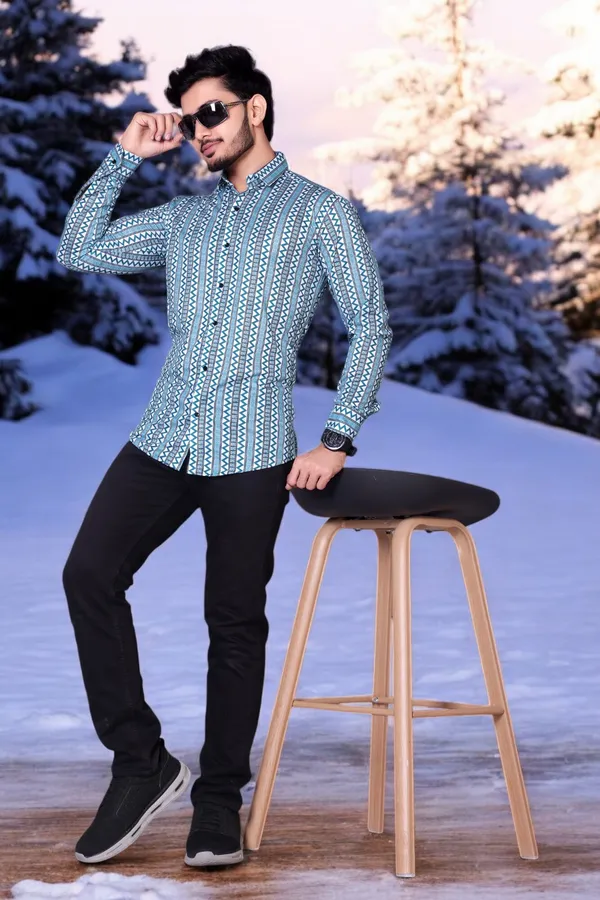 Blue_Lycra_Blend_Full_Sleeve_Printed_Shirt_For_Men