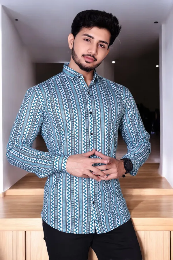 Blue_Lycra_Blend_Full_Sleeve_Printed_Shirt_For_Men