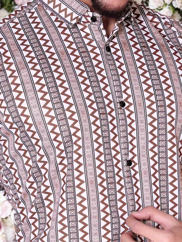 Brown_Lycra_Blend_Full_Sleeve_Printed_Shirt_For_Men