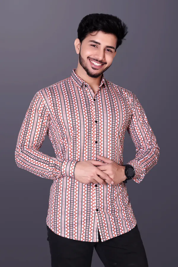 Brown_Lycra_Blend_Full_Sleeve_Printed_Shirt_For_Men
